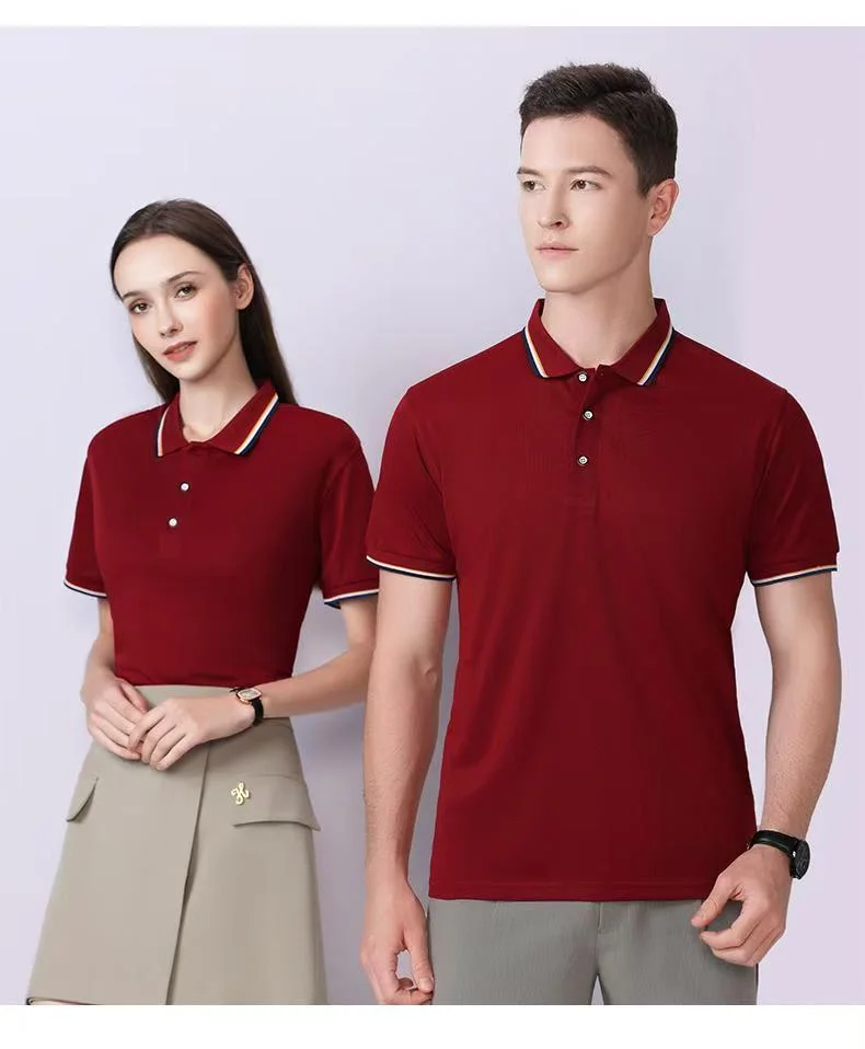 酒红色短袖 Polo 衫穿着参考